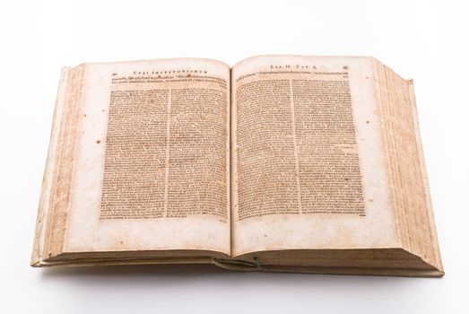 Pages of ancient law book in latin language