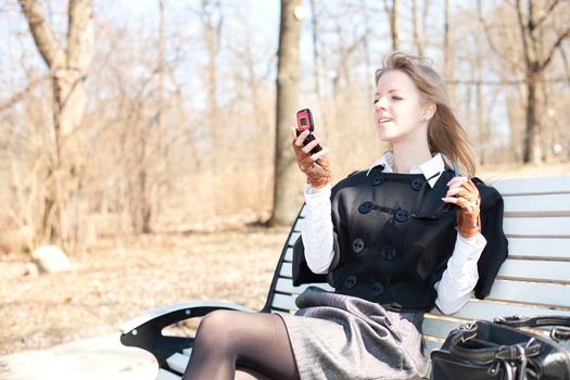 Cute girl enjoying spring sunny day