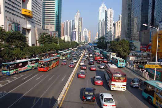 SHENZHEN, CHINA - OCTOBER 31: General cityscape of Luohu district, Shenzhen on October 31, 2010. This year is 30th anniversary for Shenzhen special economic zone.
