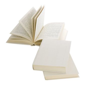 Some books on the isolated white background