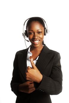 Smiling pretty business woman with headset