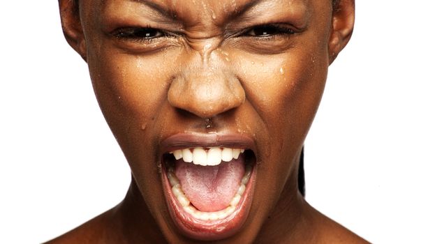 Beauty black skin woman with nice screaming expression