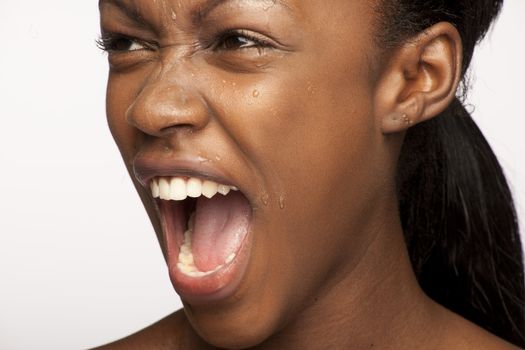 Beauty black skin woman with nice screaming expression