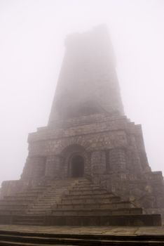 Shipka in heavy clouds � landmark stone monument in Stara planina 