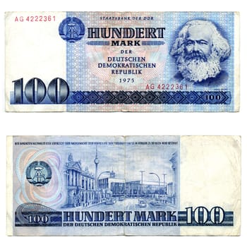 100 Mark banknote from the DDR (East Germany) with Karl Marx - Note: no more in use since german reunification in 1990