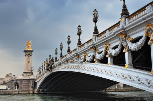 Panorama of bridge Alexander III in Paris. France