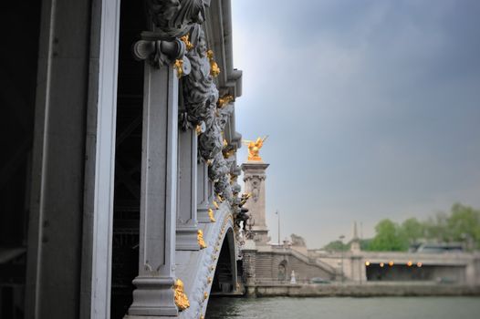 Bridge Alexander III in Paris. Side view