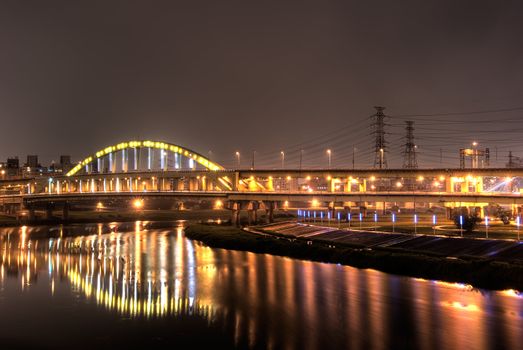 It is a beautiful and colorful bridge.