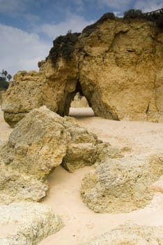 Oura beach and cliffs in Albufeira Portugal