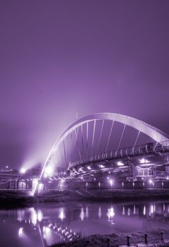 It is a beautiful and colorful bridge.