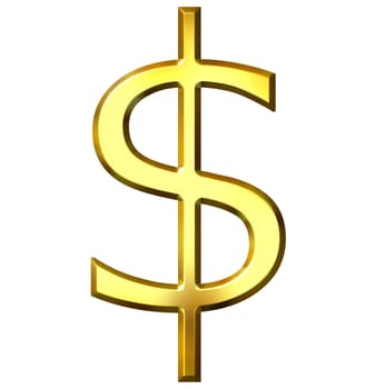 3d golden dollar symbol isolated in white