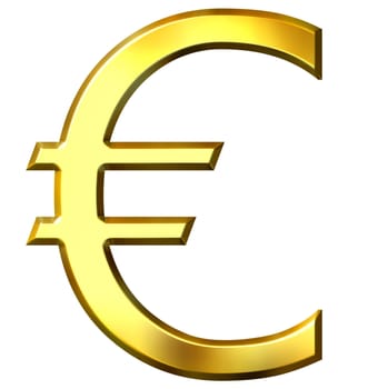 3d golden euro symbol isolated in white