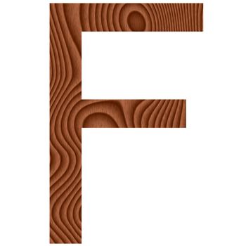Wooden letter F isolated in white