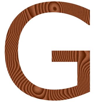 Wooden letter G isolated in white