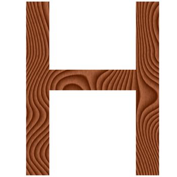 Wooden letter H isolated in white