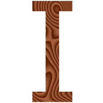 Wooden Letter I isolated in white