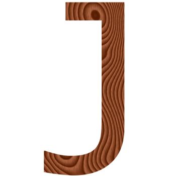 Wooden Letter J isolated in white