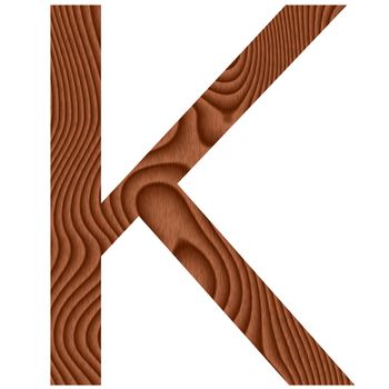 Wooden Letter K isolated in white