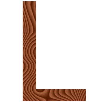 Wooden Letter L isolated in white