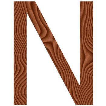 Wooden Letter N isolated in white