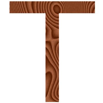 Wooden letter T isolated in white 