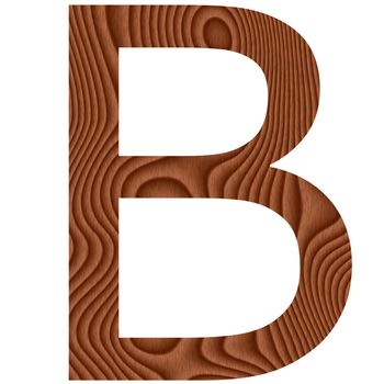 Wooden letter B isolated in white