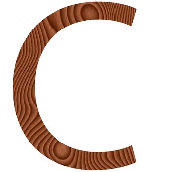 Wooden letter C isolated in white