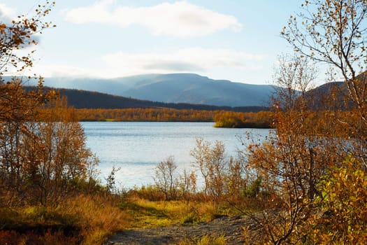 View of the mountain lake - autumn landscape
