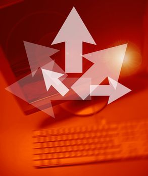 Arrows on Personal Computer background