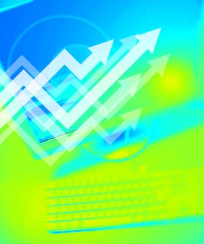 Graph symbol on Personal Computer background