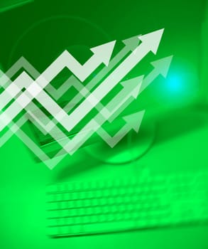 Graph symbol on Personal Computer background