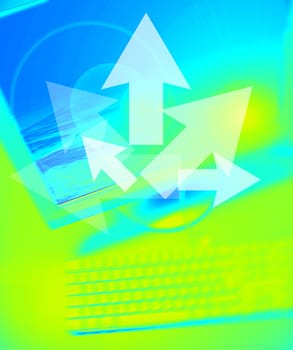 Arrows symbol on Personal Computer background