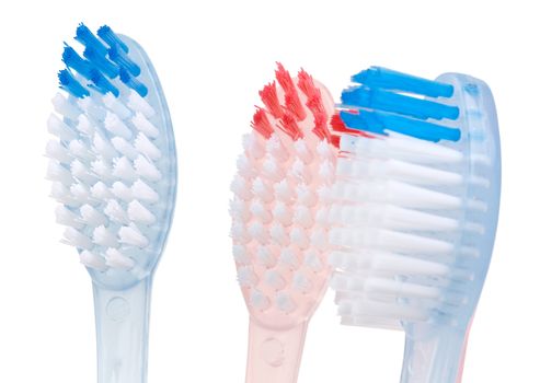Macro shot of colored toothbrush. With clipping path.