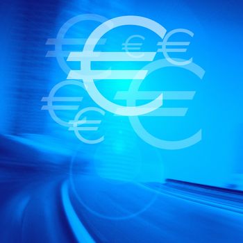 Euro on road background