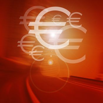 Euro on road background