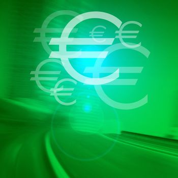 Euro on road background