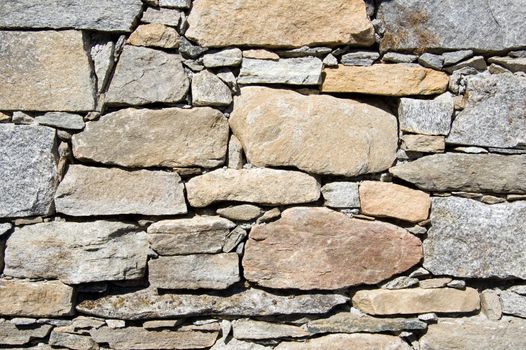 wall of a rural mountain house made of stones