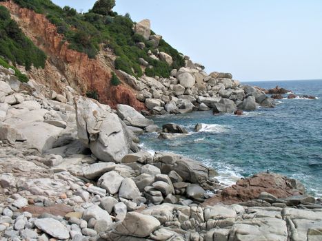 A view of the sea and the rocks. Arbatax, Sardinia, Italy