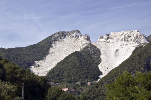 An open quarry of white marble in Carrara, Tuscany, Italy