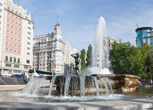 The Satue at the Spain Square in Madrid, Spain