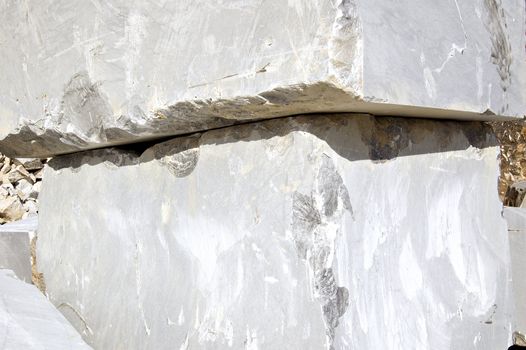 white marble blocks in Carrara, Tuscany, Italy