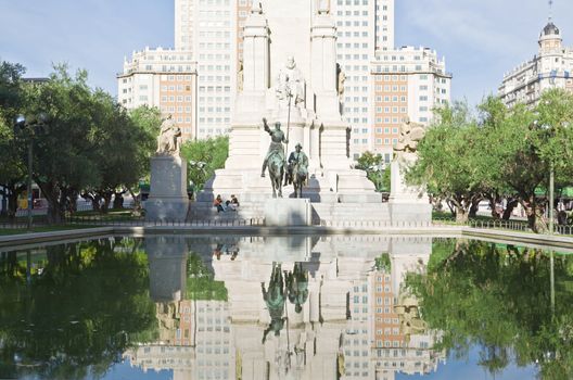 The Satue at the Spain Square in Madrid, Spain