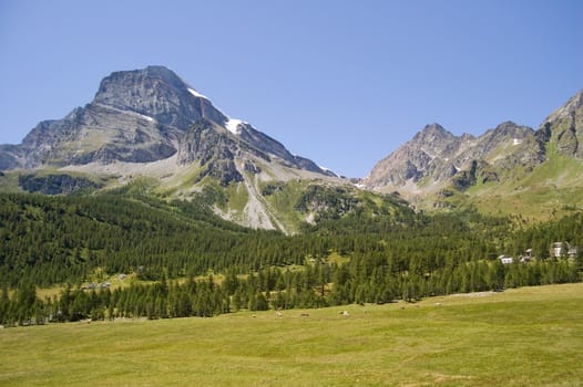 Alpe Veglia italian natural park and Monte Leone in background, Piemonte, Italy