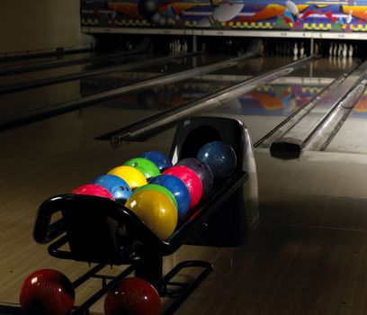 bowling balls and pins