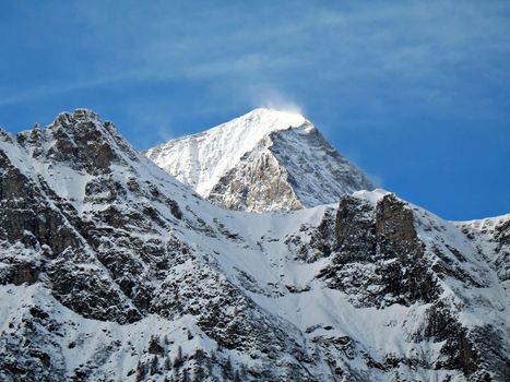 Monte Leone, Valle Ossola, Italy, 3552 mt. winter windy landscape