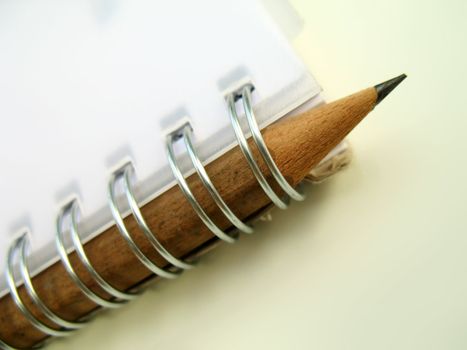 ring binder and pencil closeup