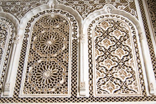 Stucco details of Bahia Palace in Marrakesh