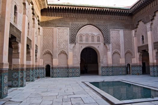 The Ben Youssef Medersa, an Islamic school attached to the Ben Youssef Mosquein in Marrakesh