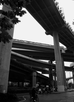 three-level overpass in Szanghai