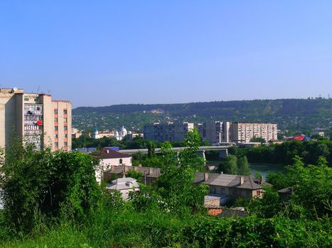 View of small city on the border between Ukraine and Moldova